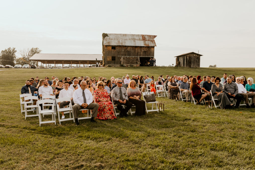 wide shot of the barn venue, Illinois wedding venues