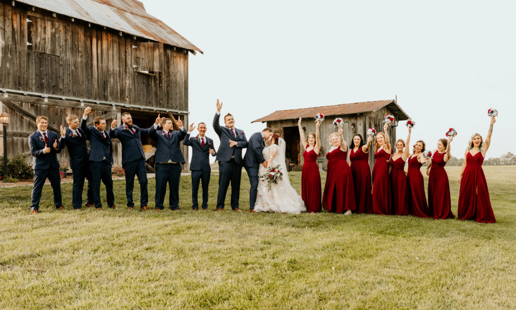 bridal party celebrating, Illinois wedding venues