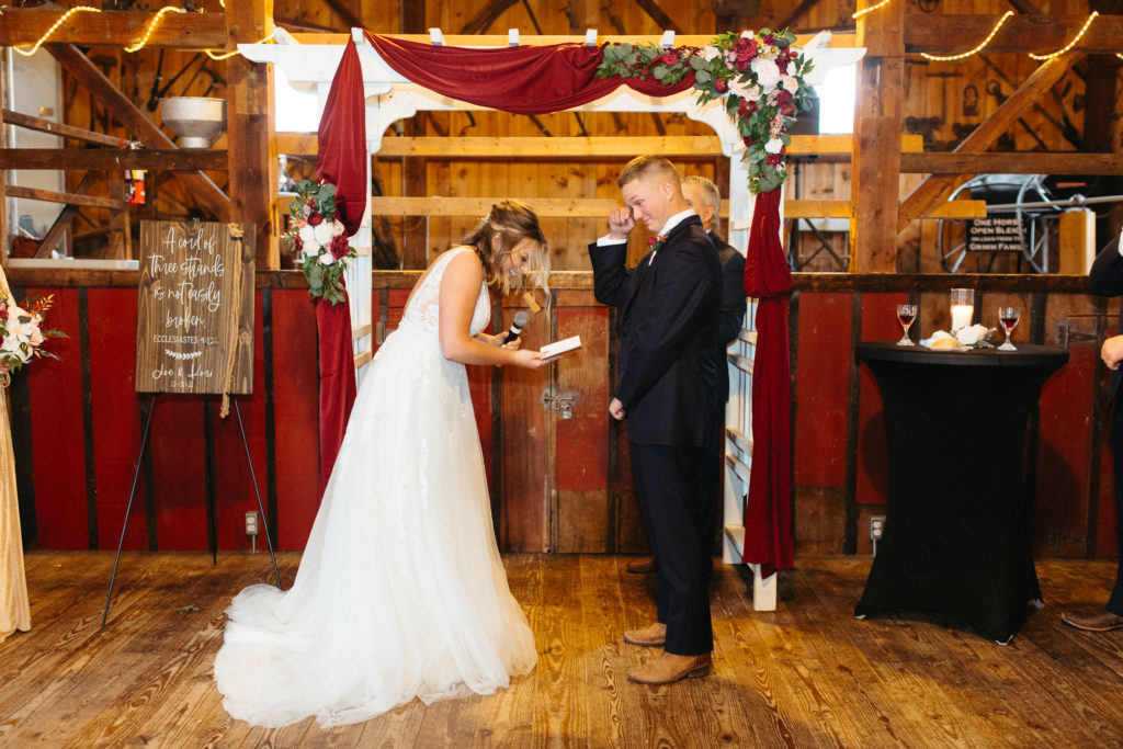 Illinois Wedding Photographer bride and groom rustic wedding venue