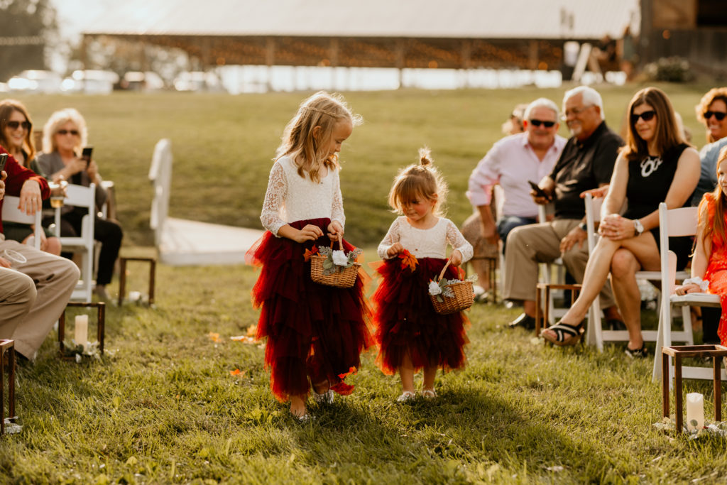 flower girls walking down the aisle, southern Illinois wedding venues