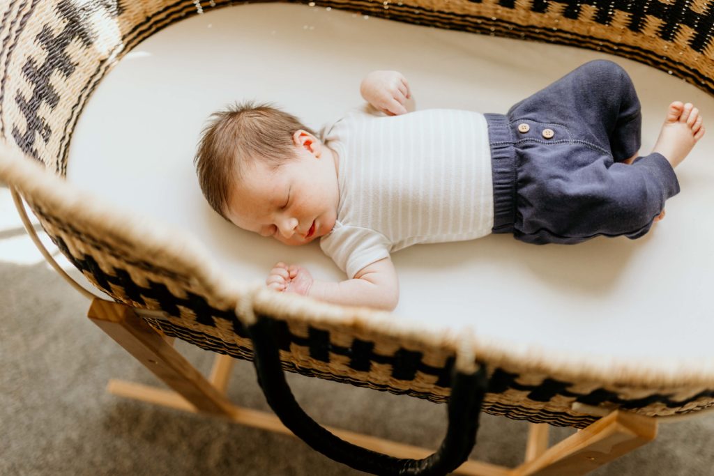Baby in Basket In Home Newborn Photography