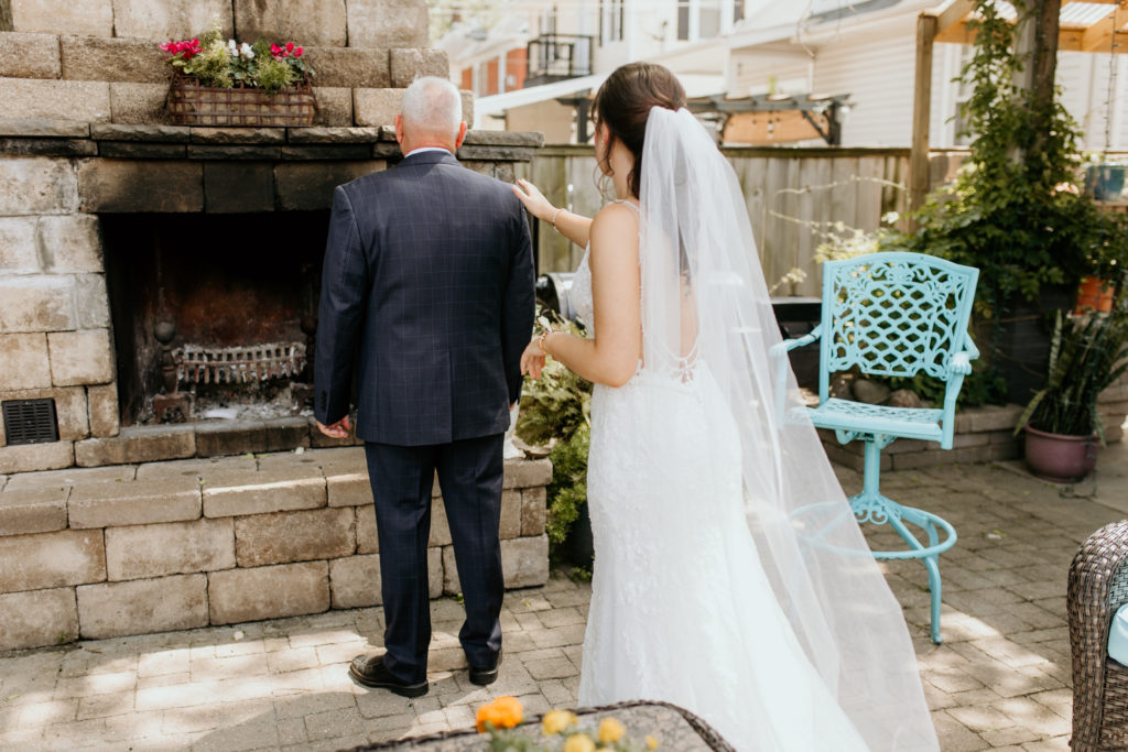 Bride and father first look, Edwardsville Illinois wedding photographer