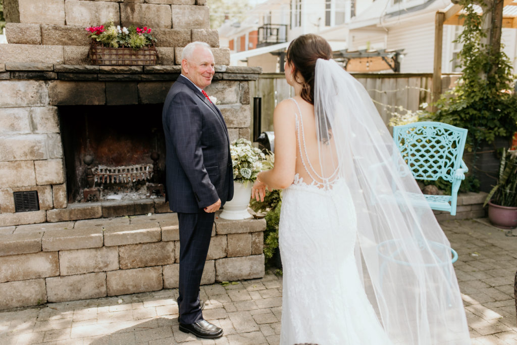 Bride and father first look, Edwardsville Illinois wedding photographer