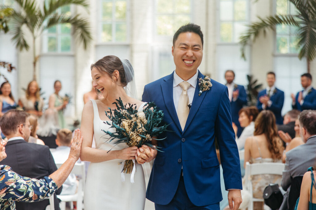 Bride and Groom wedding ceremony Piper Palm House wedding Tower Grove St. Louis