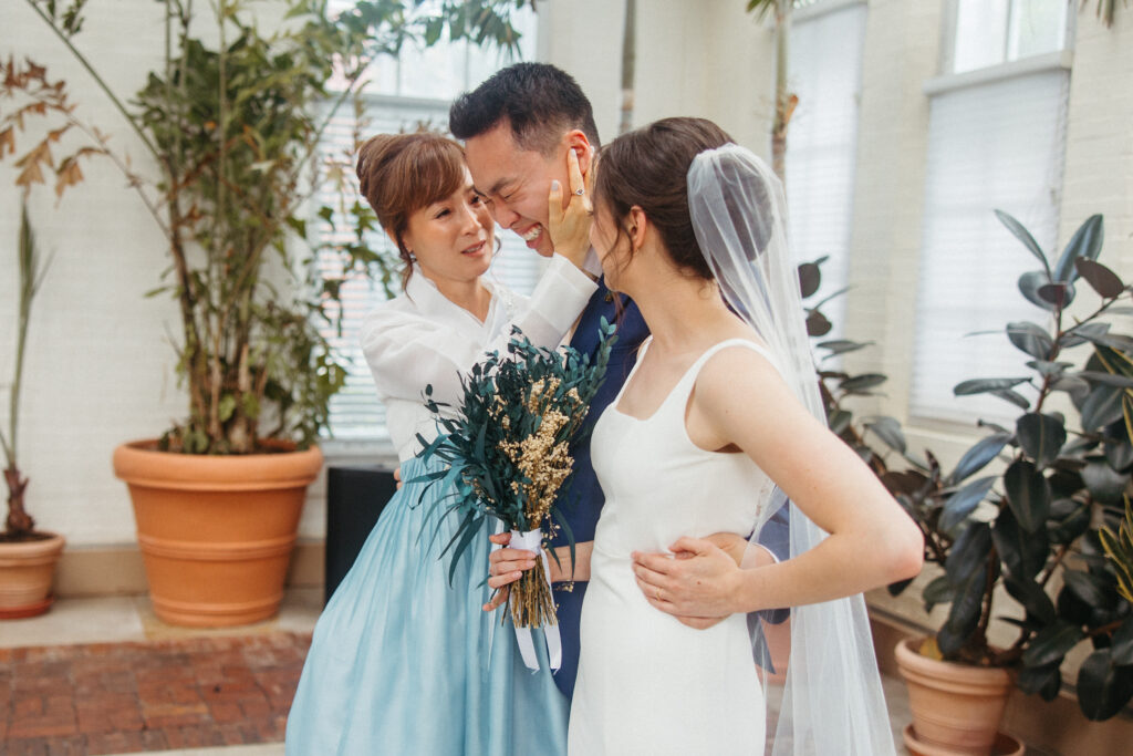 Bride and Groom wedding ceremony Piper Palm House wedding Tower Grove St. Louis