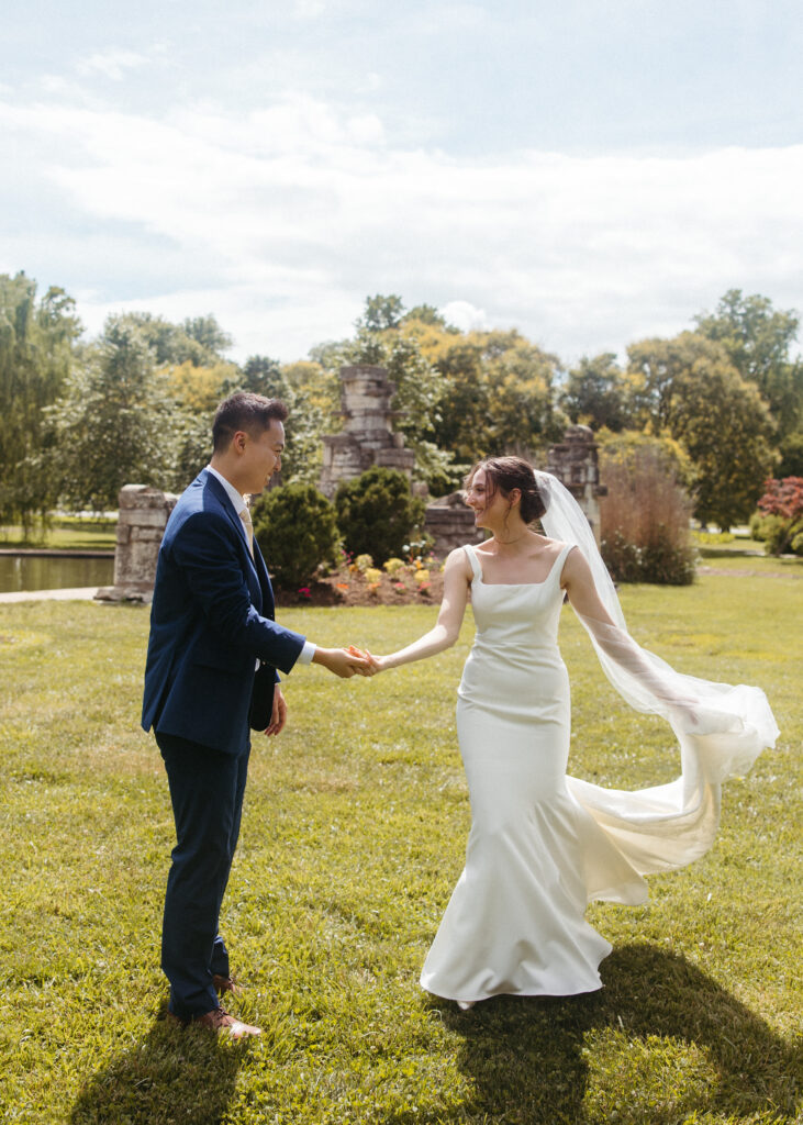 Bride and groom portraits wedding ceremony Piper Palm House wedding Tower Grove St. Louis