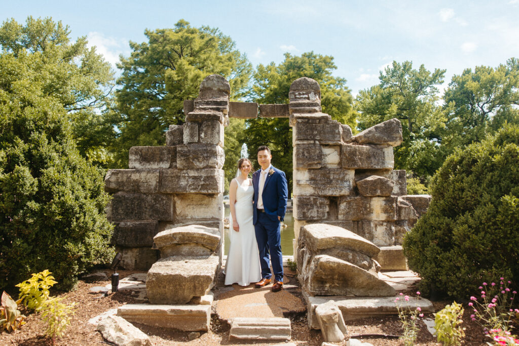 Bride and groom portraits wedding ceremony Piper Palm House wedding Tower Grove St. Louis