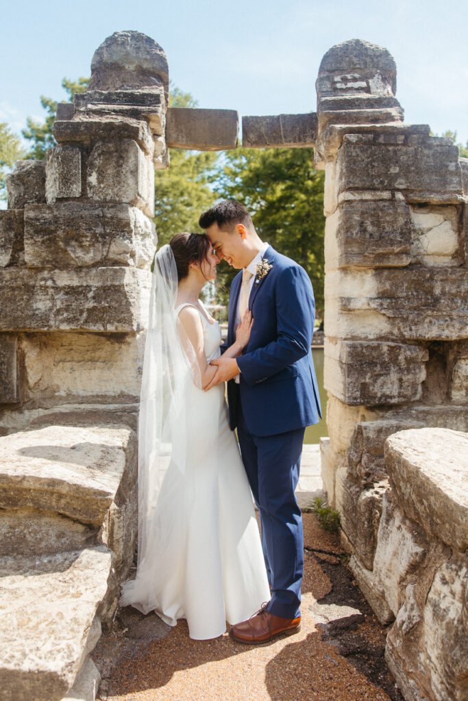 Bride and groom portraits wedding ceremony Piper Palm House wedding Tower Grove St. Louis