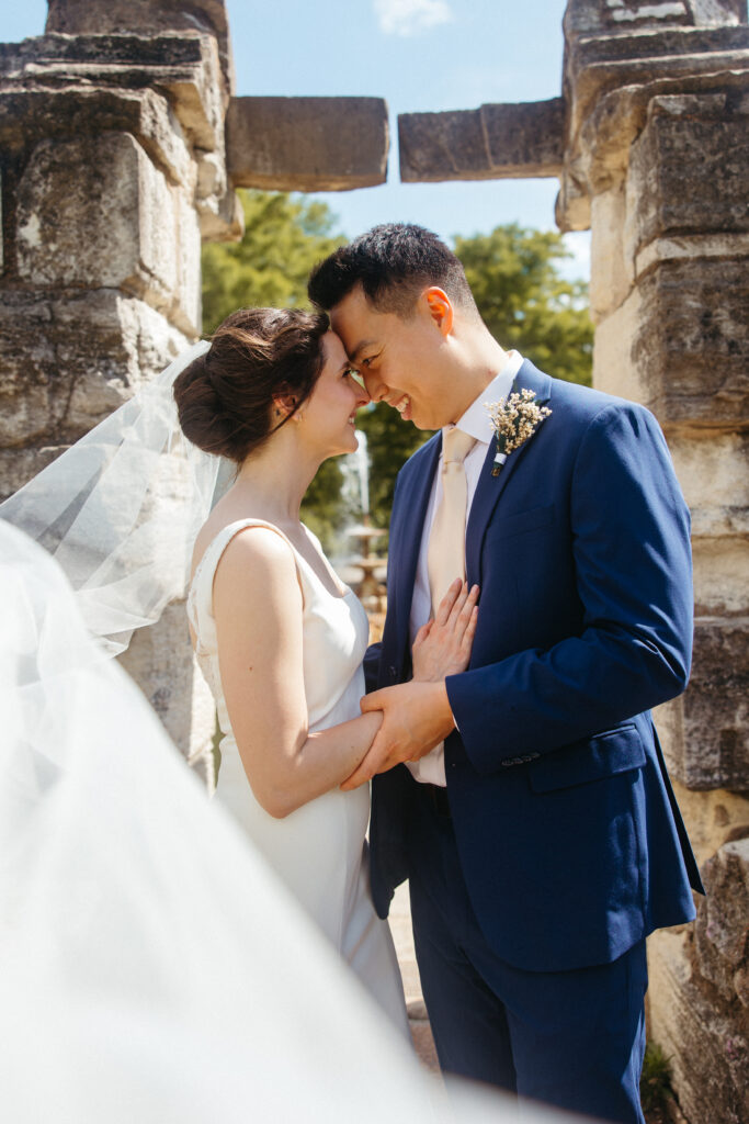 Bride and groom portraits wedding ceremony Piper Palm House wedding Tower Grove St. Louis