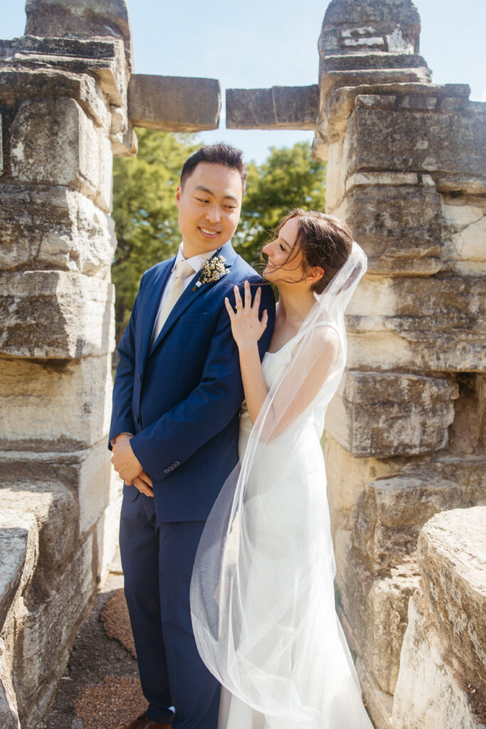 Bride and groom portraits wedding ceremony Piper Palm House wedding Tower Grove St. Louis