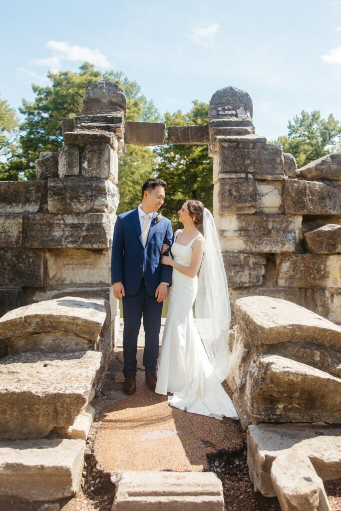 Bride and groom portraits wedding ceremony Piper Palm House wedding Tower Grove St. Louis