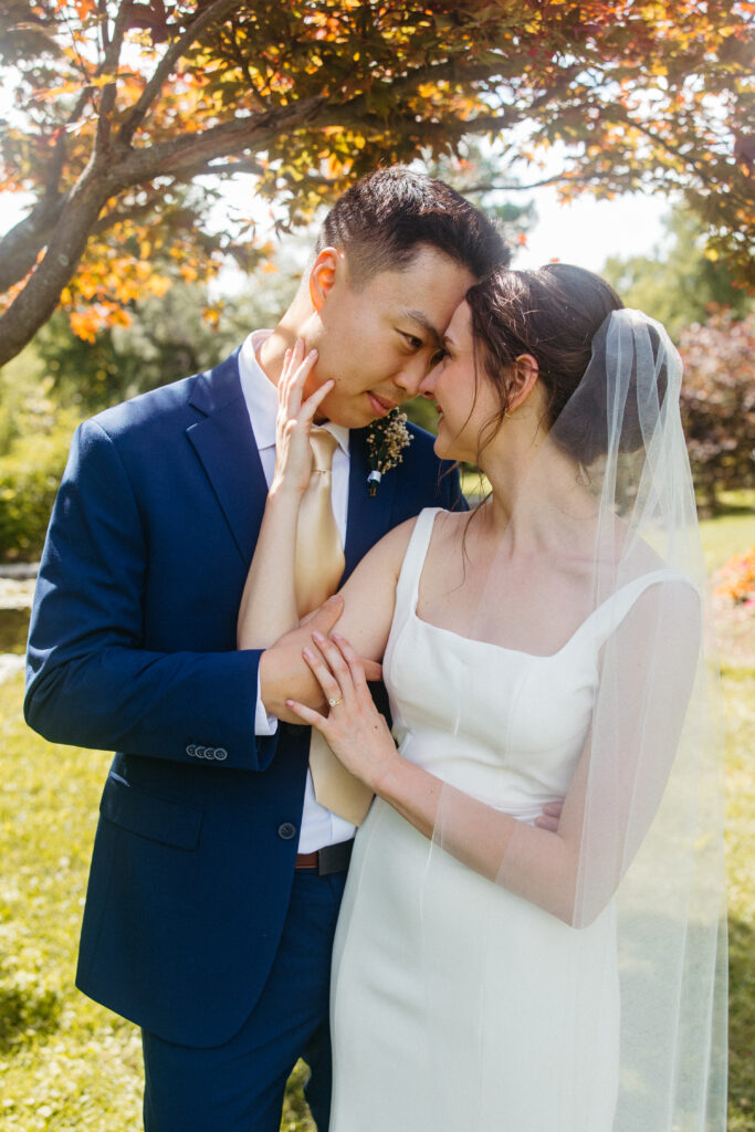 Bride and groom portraits wedding ceremony Piper Palm House wedding Tower Grove St. Louis