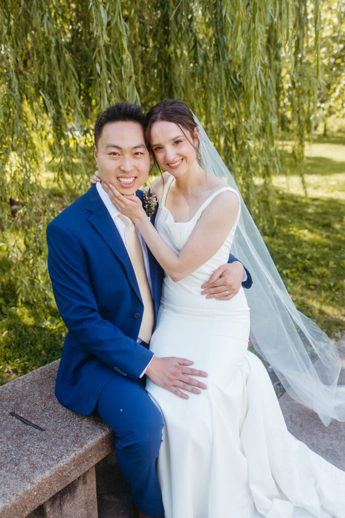 Bride and groom portraits wedding ceremony Piper Palm House wedding Tower Grove St. Louis