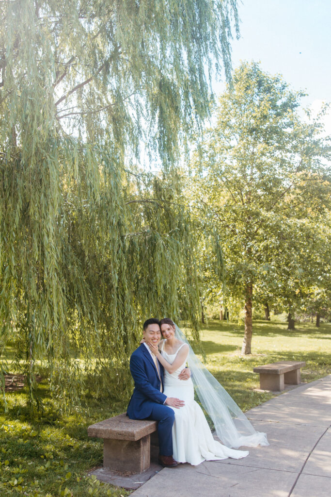 Bride and groom portraits wedding ceremony Piper Palm House wedding Tower Grove St. Louis