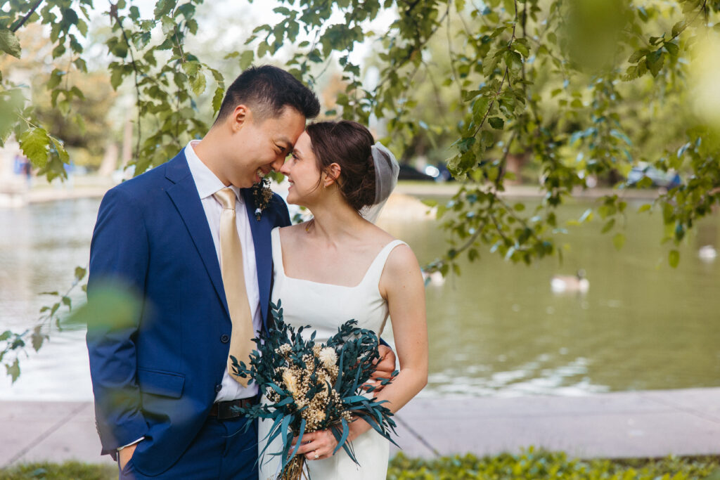 Bride and groom portraits wedding ceremony Piper Palm House wedding Tower Grove St. Louis