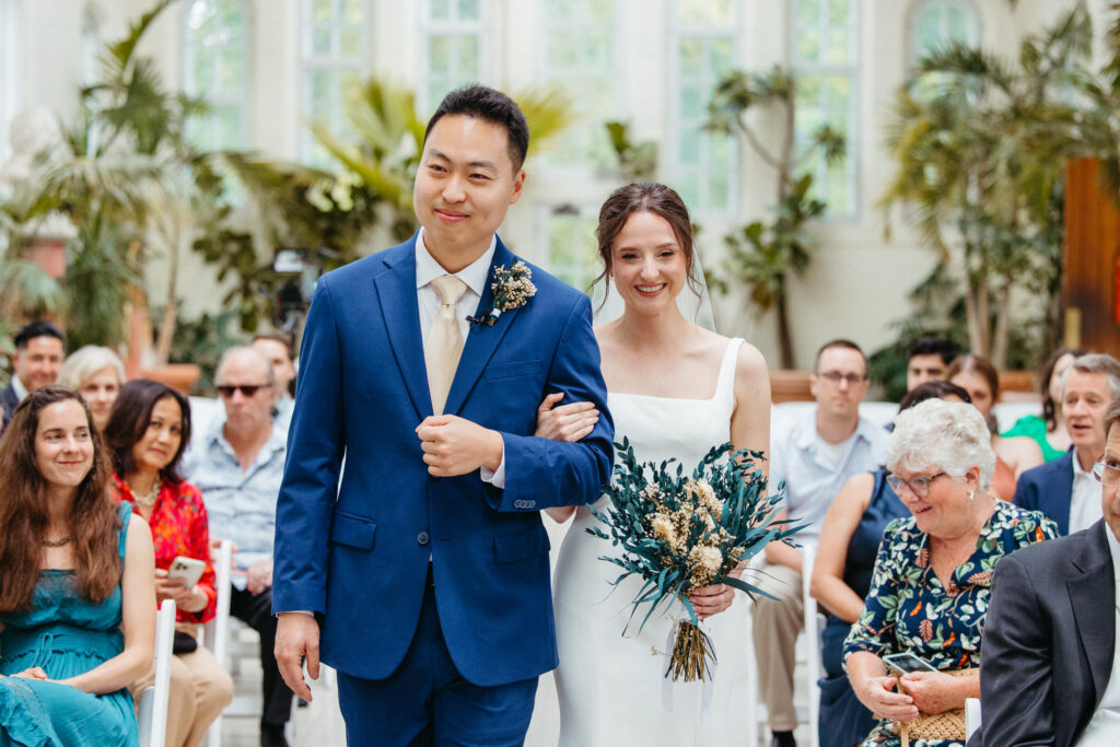 Bride and Groom wedding ceremony Piper Palm House wedding Tower Grove St. Louis