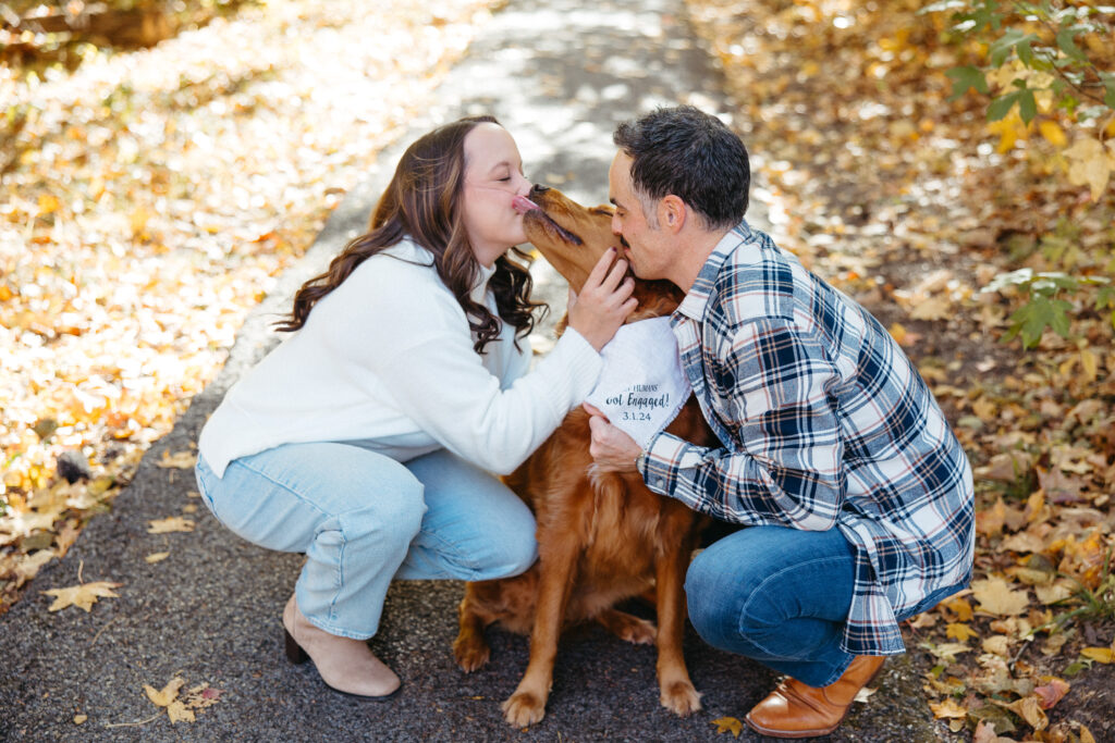 St. Louis wedding photographer with engaged couple at SIUE Gardens
