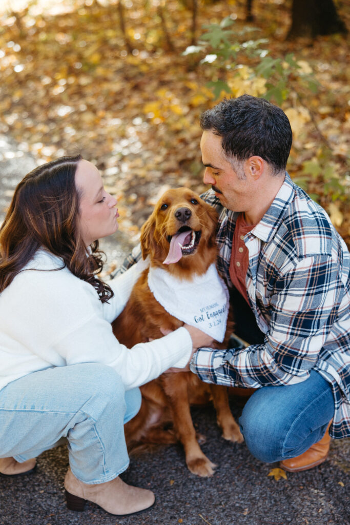 St. Louis wedding photographer with engaged couple at SIUE Gardens