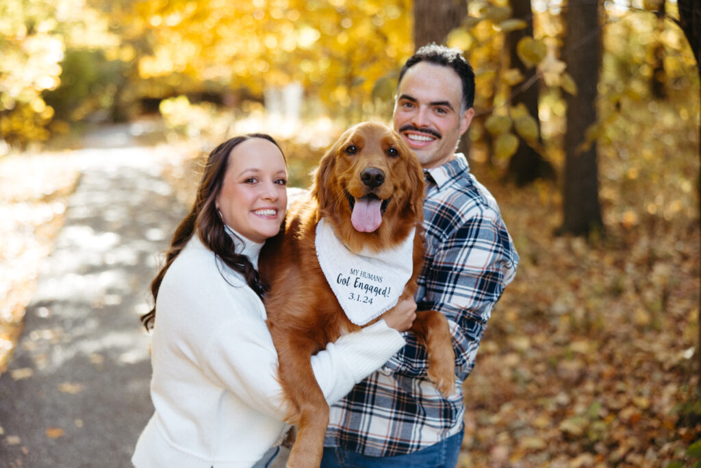 St. Louis wedding photographer with engaged couple at SIUE Gardens