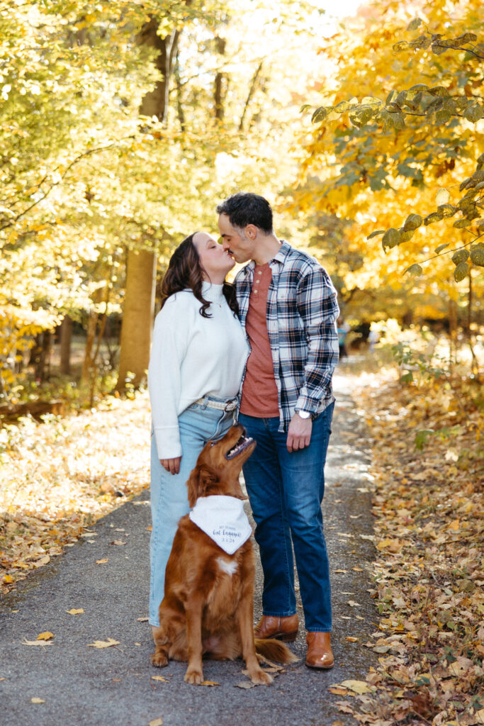 St. Louis wedding photographer with engaged couple at SIUE Gardens