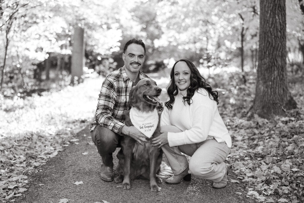 St. Louis wedding photographer with engaged couple at SIUE Gardens